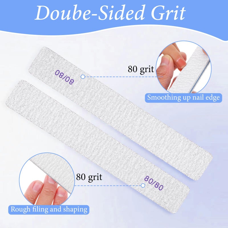 AojSup 100 Pcs 80/80 Grit Nail Files Bulk, Coarse Emery Boards for Acrylic Nails and Gel Nails, Nail File Double Sided 80 Grits Reusable Professional Nail Filers Pack Manicure Gray - Image 3